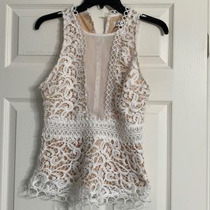 LuLus White Lace Top